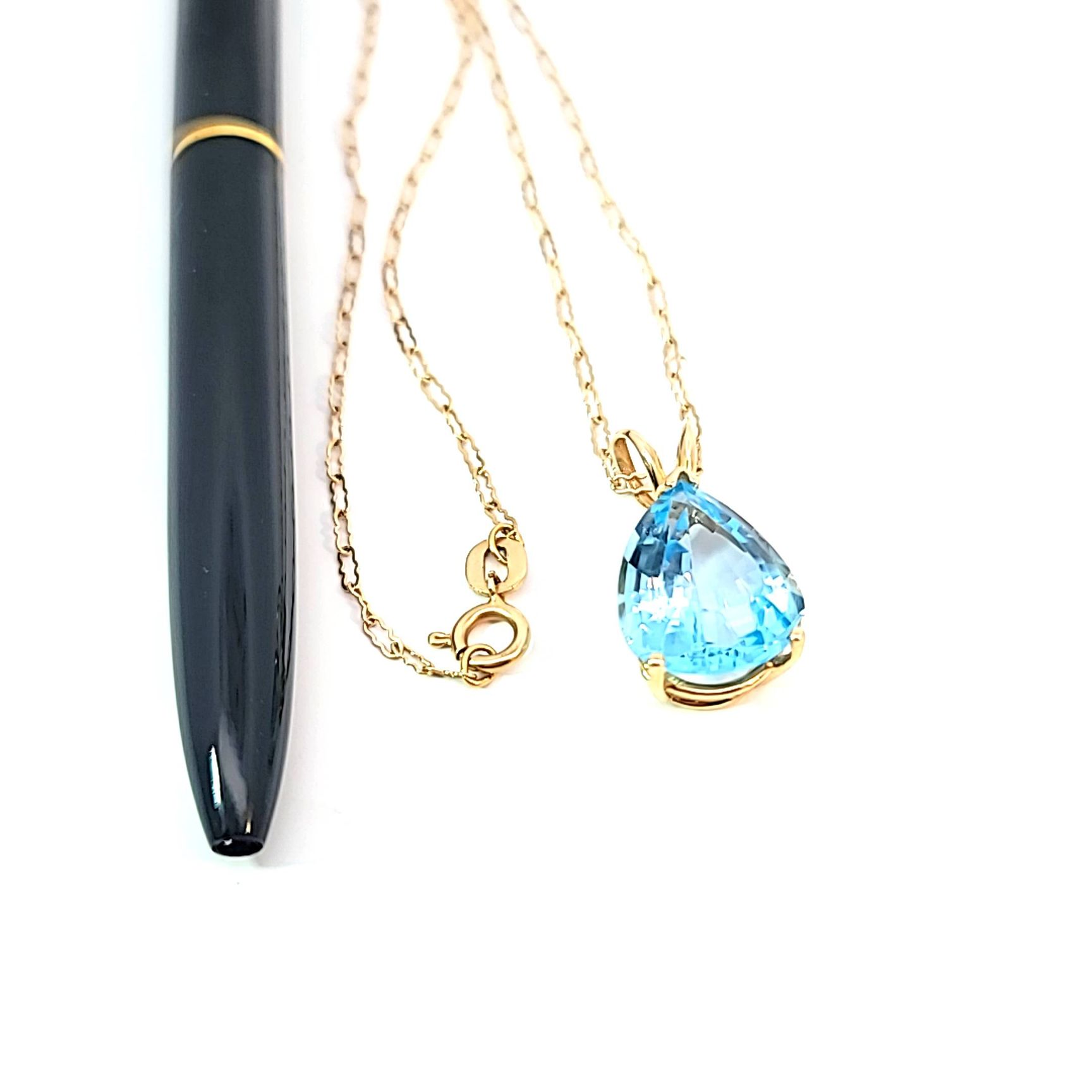 14Y95BLTPZ-15_1 14 kt Yellow gold Bl Topaz necklace