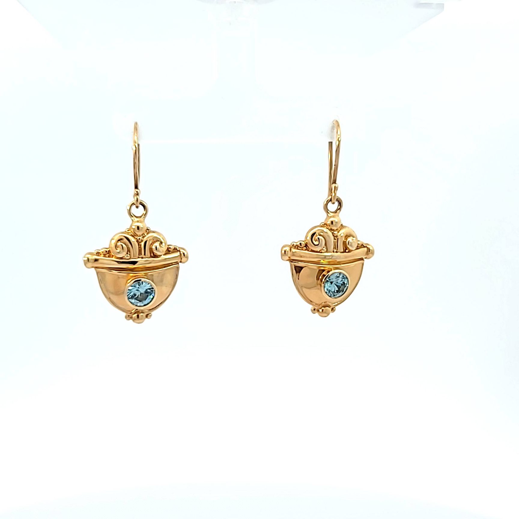 14YER211EAR_6 14 kt Yellow Gold Custom Stone Earrings